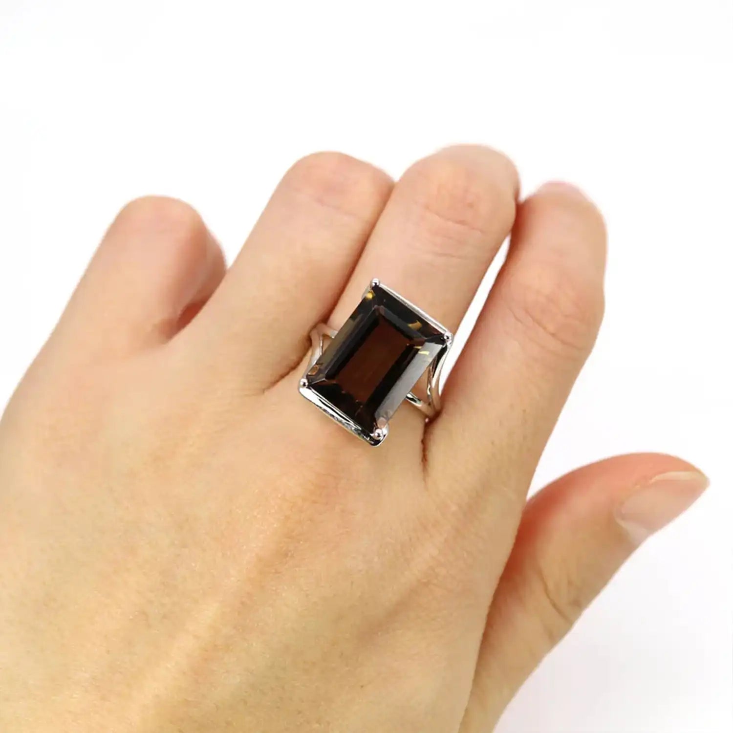 Classic Smoky Quartz Sterling Silver Ring